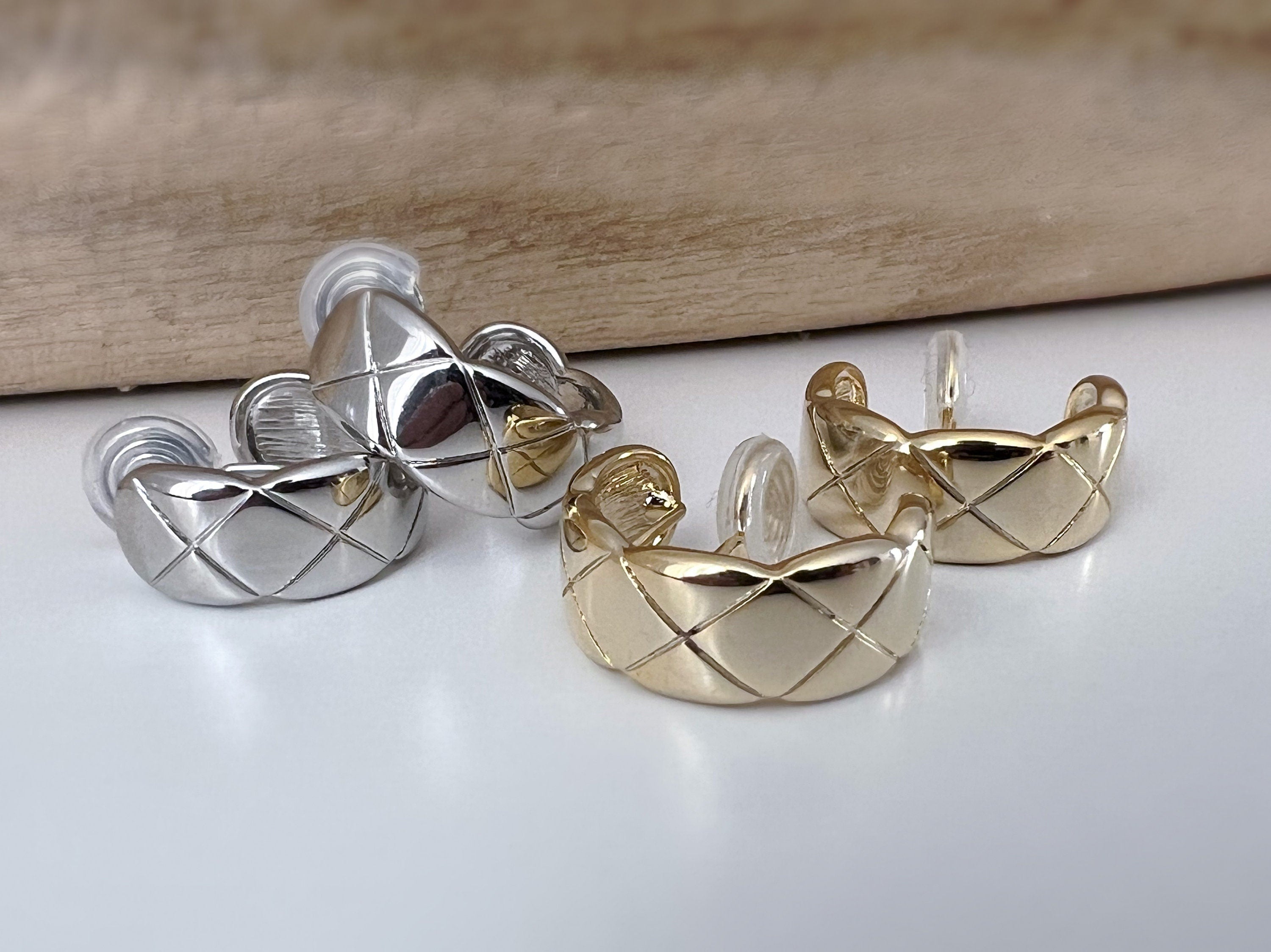 SANS DOULEUR ! Boucles d'oreilles CLIPS U spirale Grand Large Cercle couleur Or / Argent. Clips d'oreilles confortable Boucles Délicates