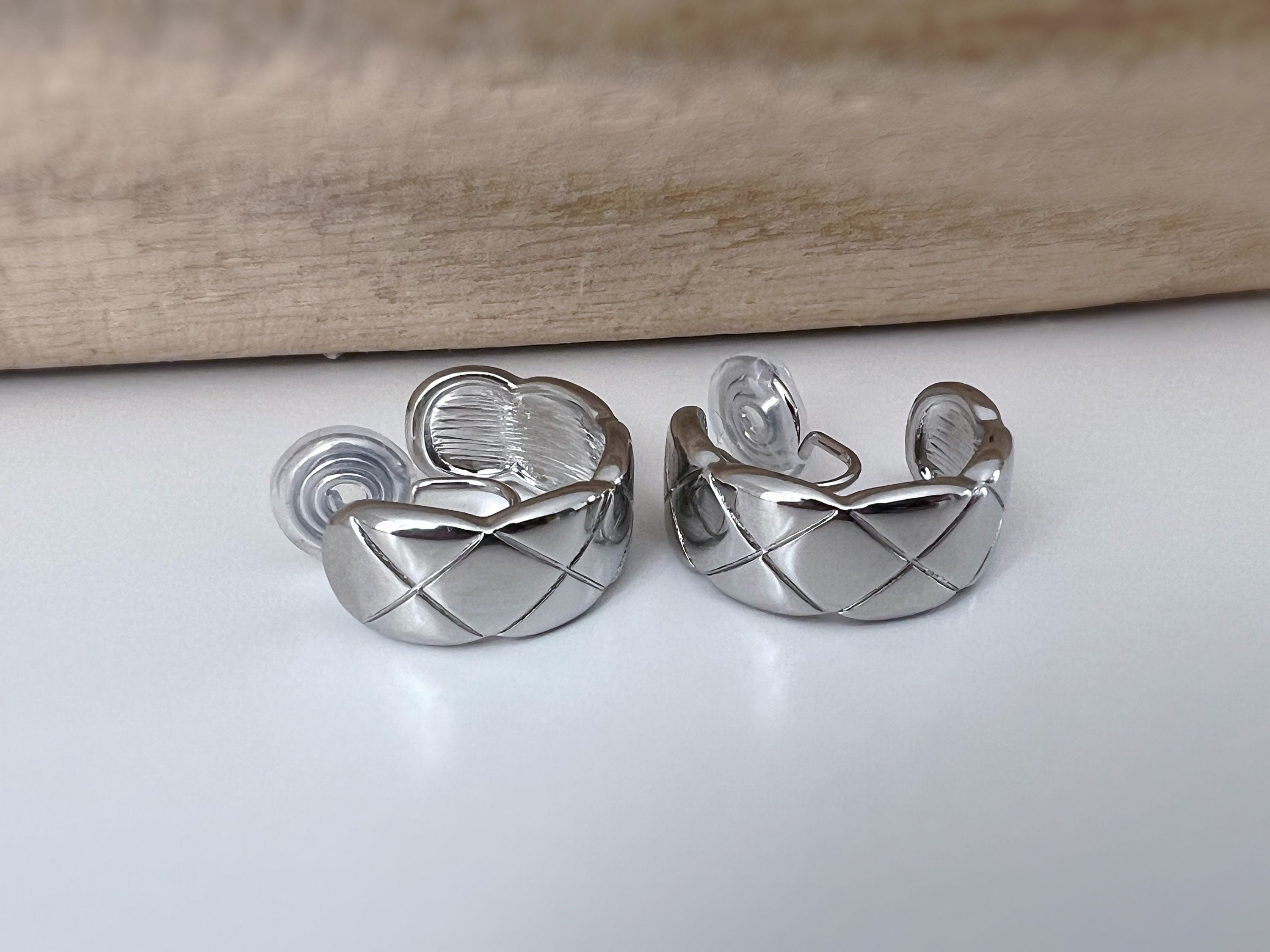 SANS DOULEUR ! Boucles d'oreilles CLIPS U spirale Grand Large Cercle couleur Or / Argent. Clips d'oreilles confortable Boucles Délicates