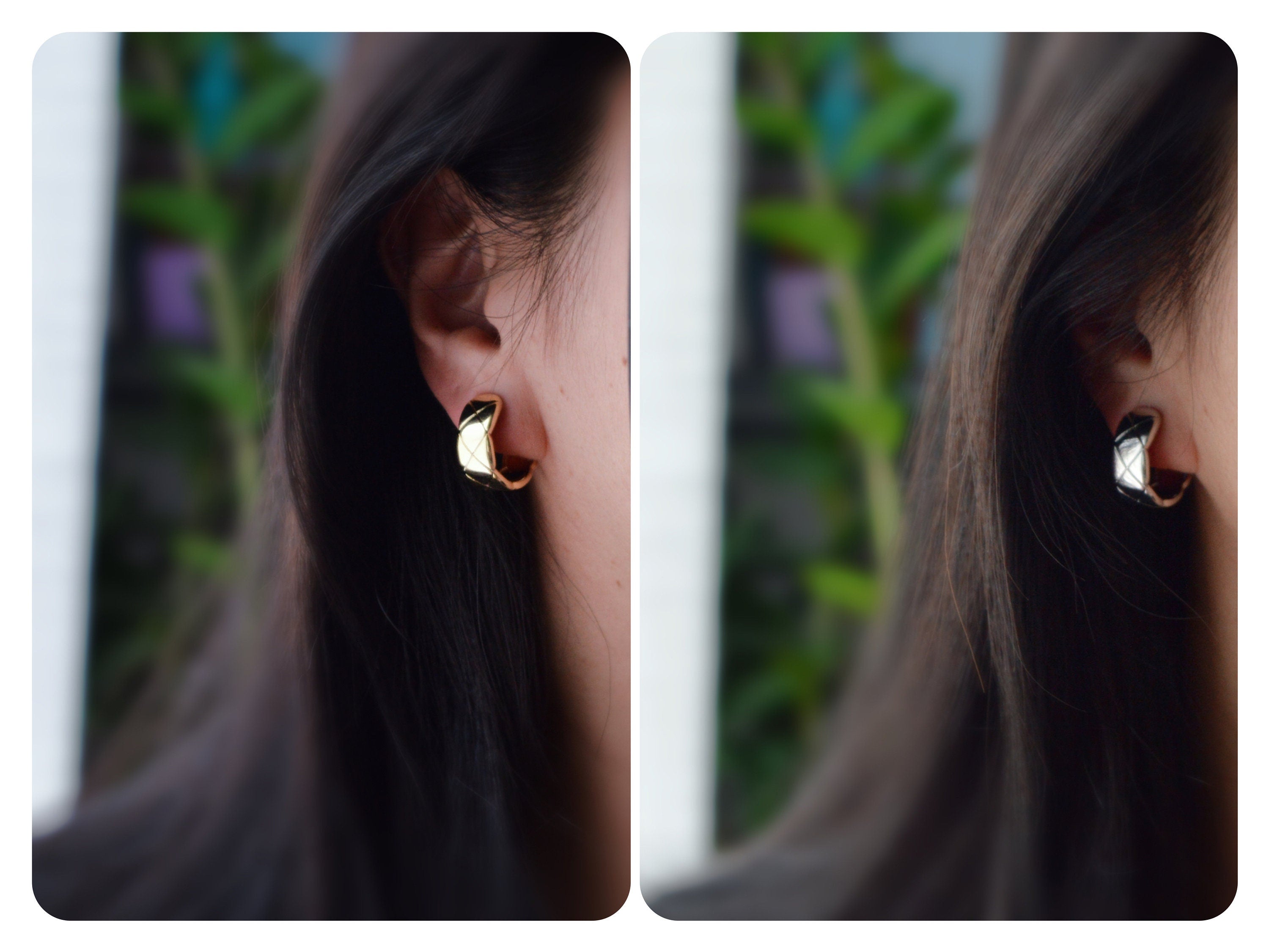 SANS DOULEUR ! Boucles d'oreilles CLIPS U spirale Grand Large Cercle couleur Or / Argent. Clips d'oreilles confortable Boucles Délicates