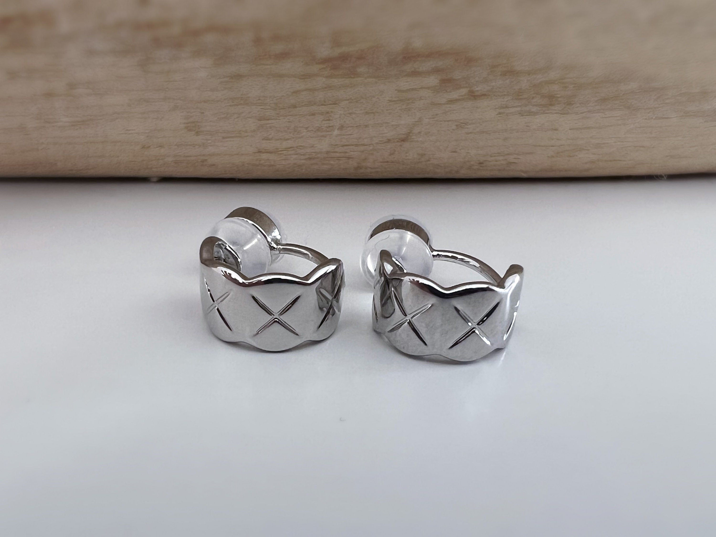 Hoops 15mm Invisible Clip On Earrings, Clip On Hoop Earrings, Non Pierced Earrings Clip On Earrings Modern. Non Pierced Pierced looked.