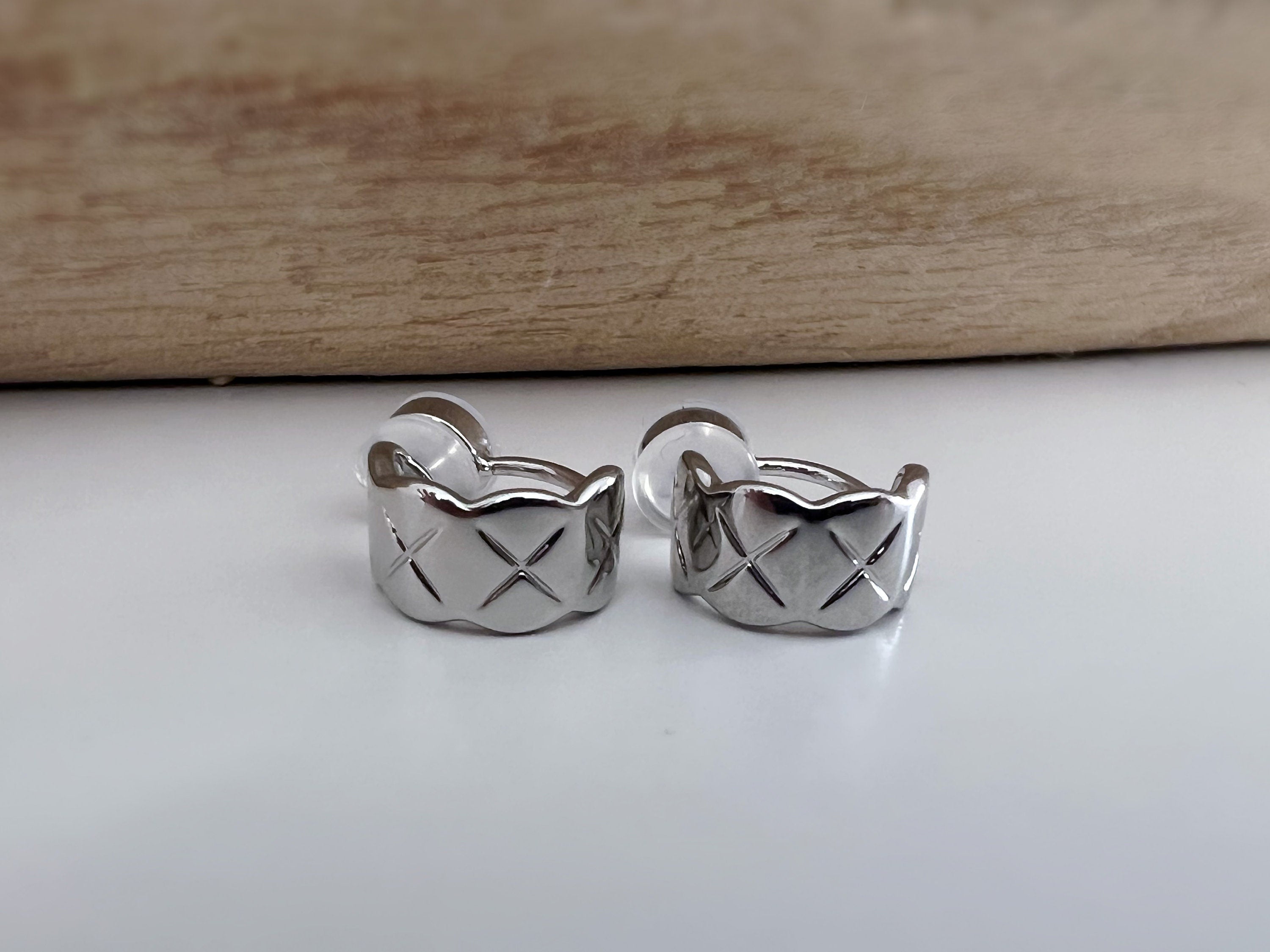 Hoops 15mm Invisible Clip On Earrings, Clip On Hoop Earrings, Non Pierced Earrings Clip On Earrings Modern. Non Pierced Pierced looked.