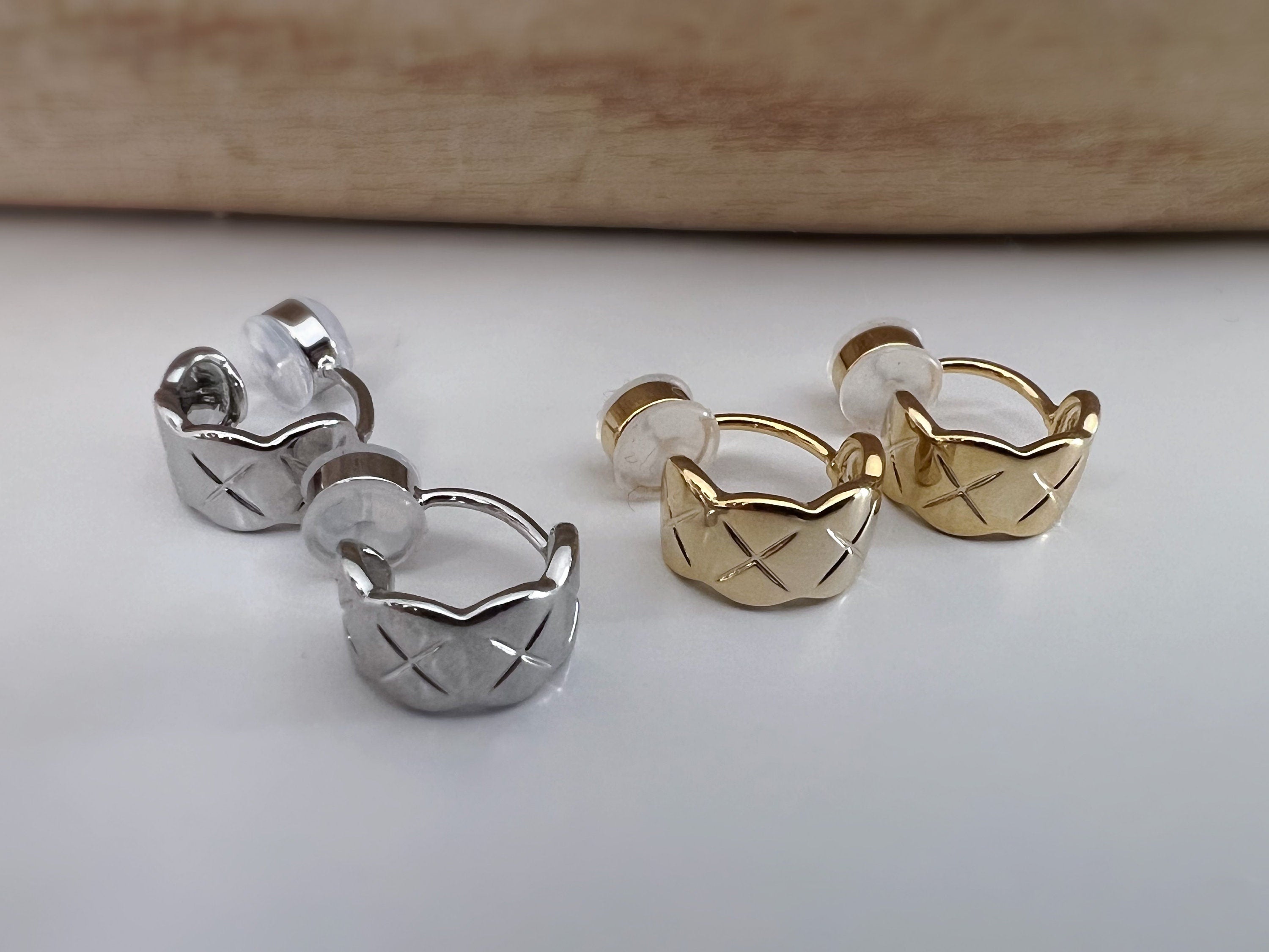 Hoops 15mm Invisible Clip On Earrings, Clip On Hoop Earrings, Non Pierced Earrings Clip On Earrings Modern. Non Pierced Pierced looked.