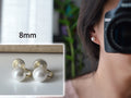 SANS DOULEUR ! Boucles d'oreilles CLIPS U spirale Perle blanche 8mm /10mm /12mm plaqué d'Or. Clips d'oreilles confortable.