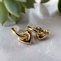 2 En 1 Sans DOULEUR ! Boucles d'oreilles CLIPS U petit cercle et cœur, Argent/ Or. Clips d'oreilles confortable