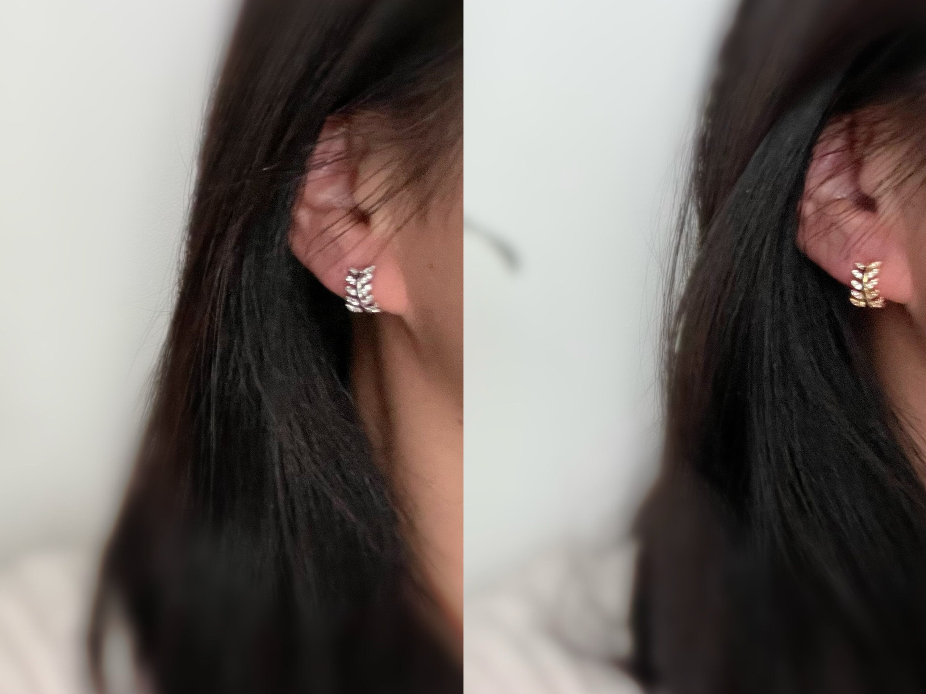 SANS DOULEUR ! Boucles d'oreilles CLIPS U spirale Feuilles Zircon Cercle couleur Or / Argent. Clips d'oreilles confortable Boucles Délicates