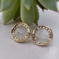 Boucles d'oreilles Clips INVISIBLES Cercle Or Mini perle blanche et zircon, Clips d'oreilles confortable bijoux minimaliste quotidien.