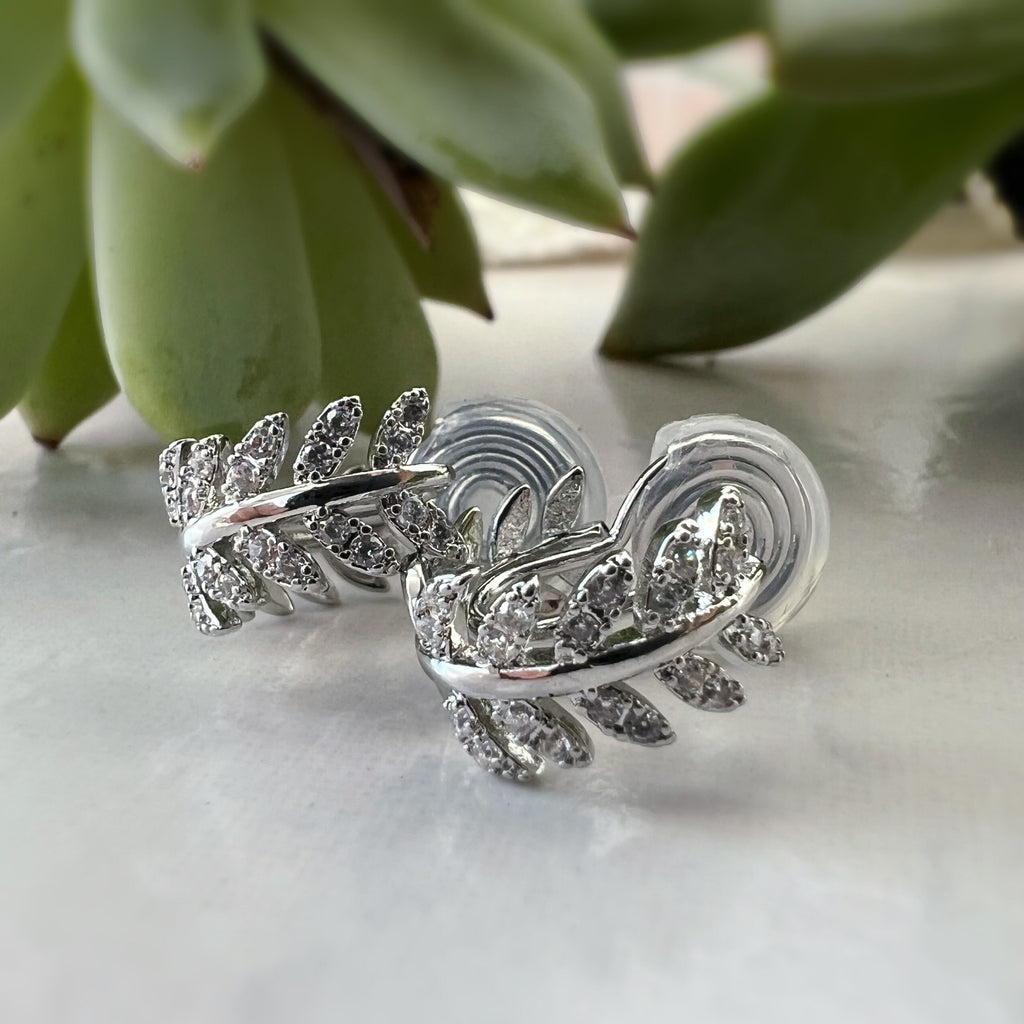 SANS DOULEUR ! Boucles d'oreilles CLIPS U spirale Feuilles Zircon Cercle couleur Or / Argent. Clips d'oreilles confortable Boucles Délicates