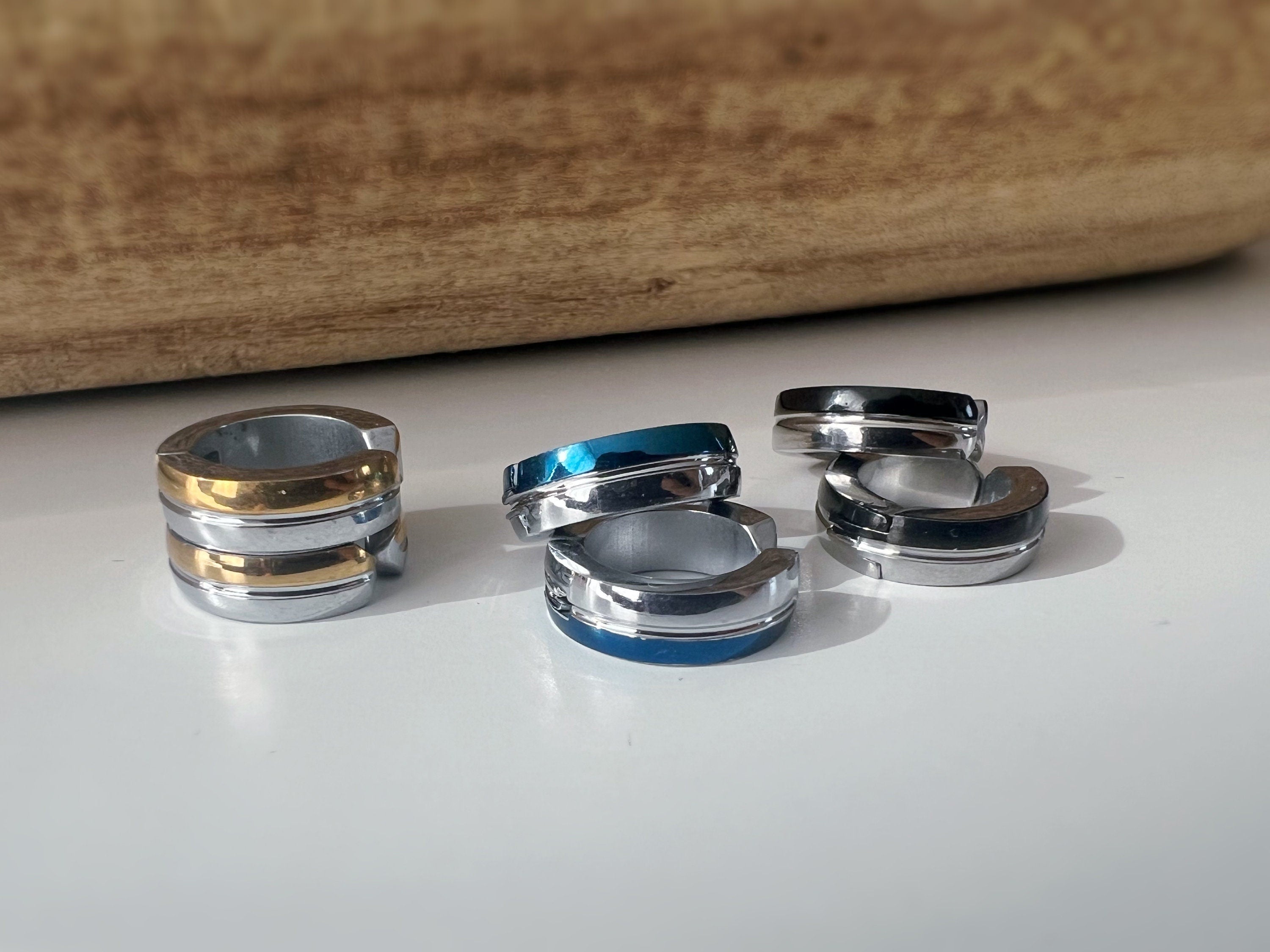 Rock CLIPS CLAMP earrings rings Silver Gold/Silver Black/Silver Blue Non-pierced ears. Daily Jewelry Men Women