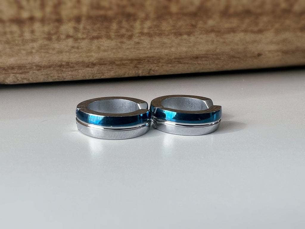 Rock CLIPS CLAMP earrings rings Silver Gold/Silver Black/Silver Blue Non-pierced ears. Daily Jewelry Men Women