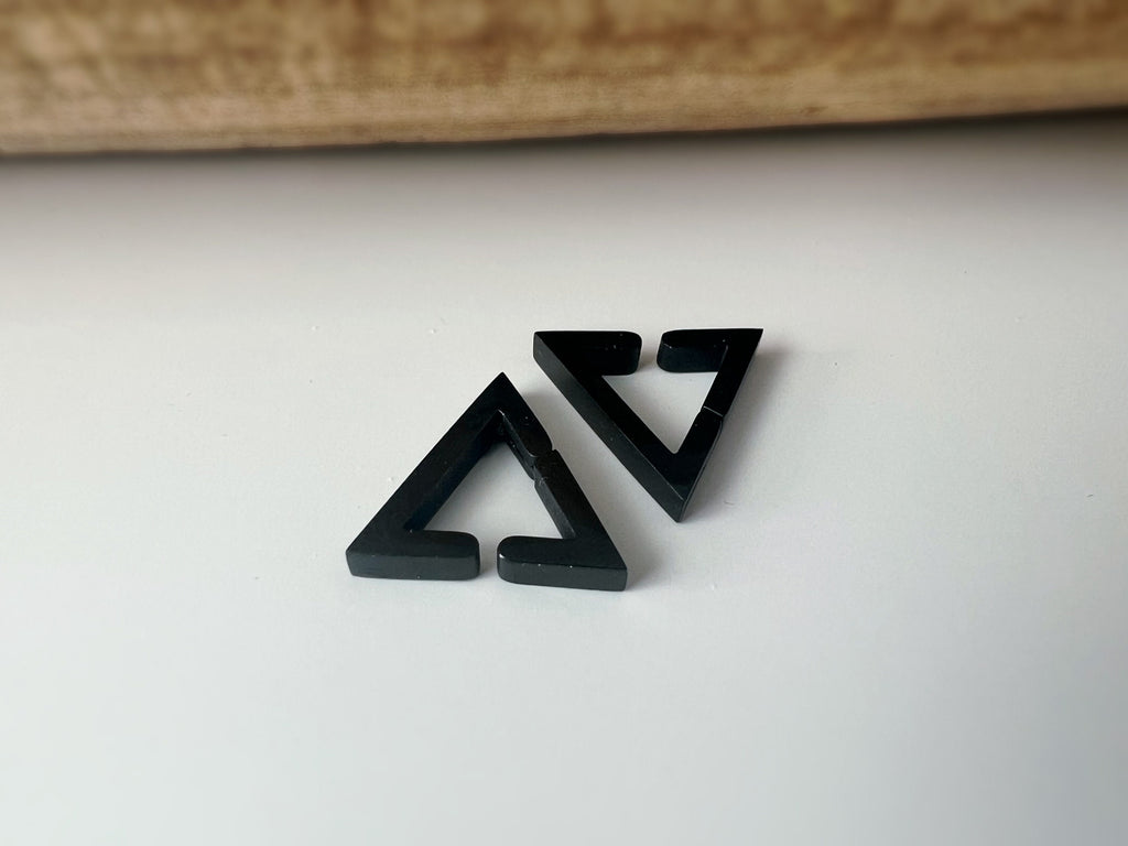 Boucles d'oreilles Rock CLIPS CLAMP anneaux Triangle Argent / Or/ Noir/ Bleu Clips pour Oreilles Non Percées Bijoux quotidiens hommes femmes