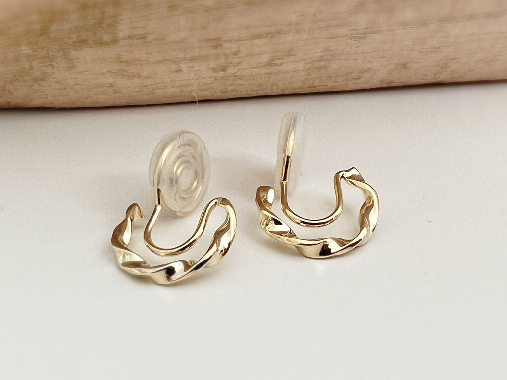 SANS DOULEUR ! Boucles d'oreilles CLIPS U spirale Mini Cercle torsadé couleur Or / Argent. Clips d'oreilles confortable Boucles Délicates