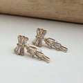 CLIPS d'oreilles invisibles pendants, Noeud de papillon zircon. Boucles d'oreilles délicat minimaliste, prêt à offrir