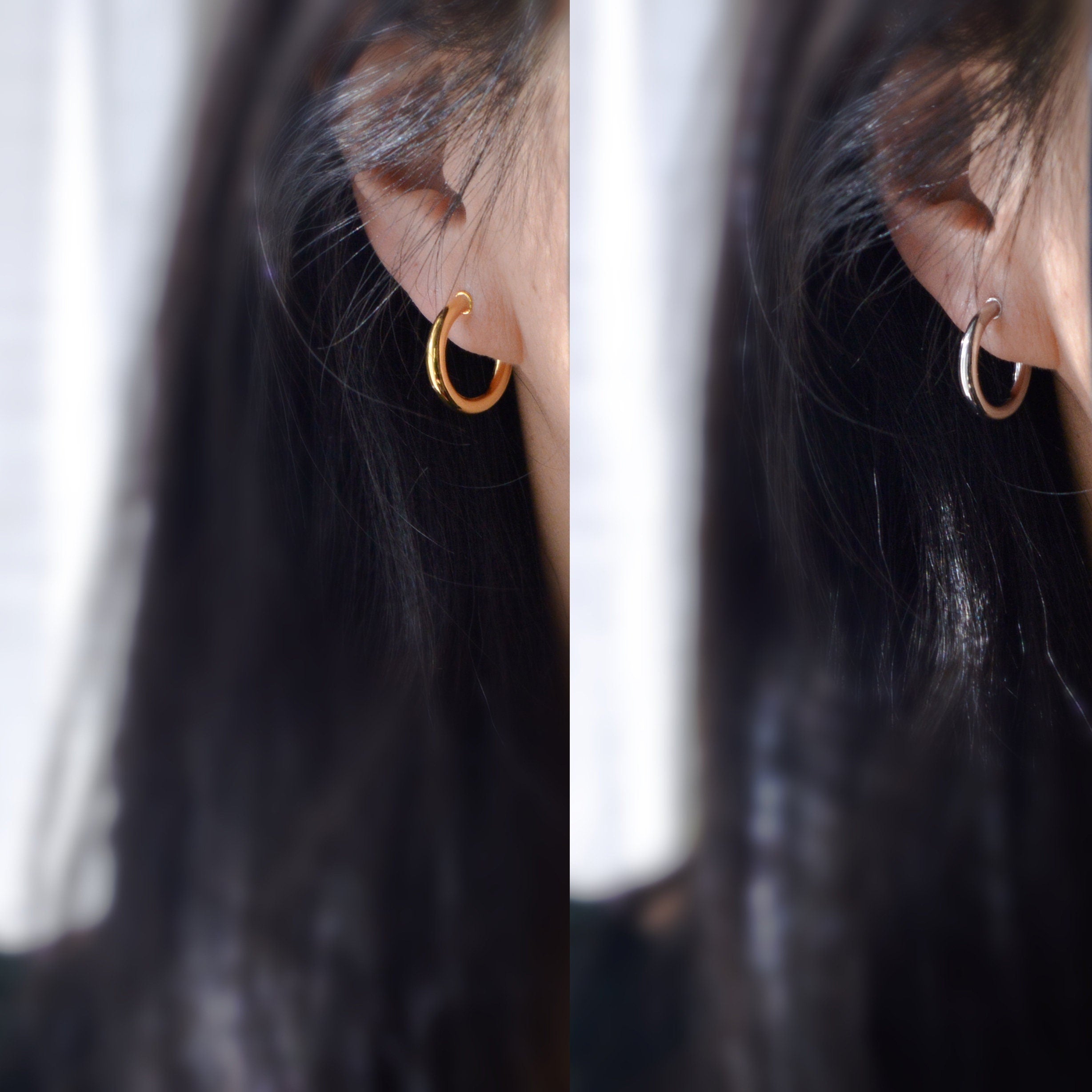 SANS DOULEUR ! Boucles d'oreilles U spirale Cercle couleur Argent/ Plaqué d'or 18K / Plaqué d'or 14K. Clips d'oreilles confortable Délicates