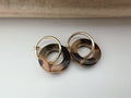 2 EN 1 Créoles Clips 18mm Or/ Argent Cercle écaille de tortue Marron. Clips d'oreilles Anneaux Or/ argent. Boucles d'oreilles.
