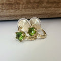 SANS DOULEUR ! Boucles d'oreilles CLIPS U spirale Cercle torsadé Pierre Zircon Rond Vert citron. Plaqué d'Or. Clips d'oreilles confortable