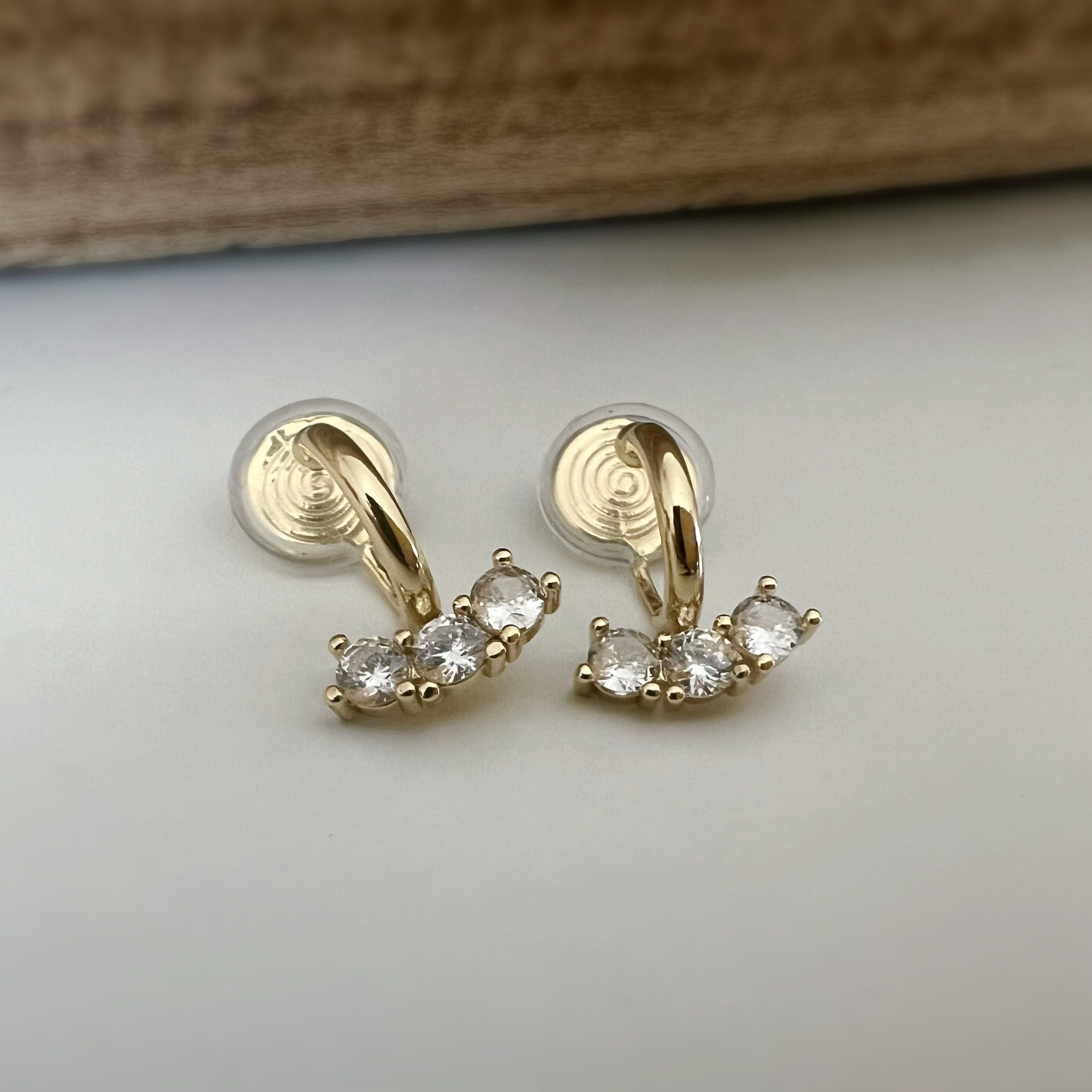 SANS DOULEUR ! Boucles d'oreilles CLIPS U spirale Petit Cercle avec Barre mini Zircon Argent / Or. Clips d'oreilles confortable délicat.