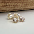 SANS DOULEUR ! Boucles d'oreilles CLIPS U spirale plaqué d'Or mini Perle blanche 4mm Goutte d'eau Zircon. Clips d'oreilles confortable.