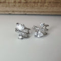 Boucles d'oreilles Clips invisible argent, triple demi-cercle Mini zircon goutte d'eau, Clips d'oreilles. Bijoux quotidien. Prêt à offrir.
