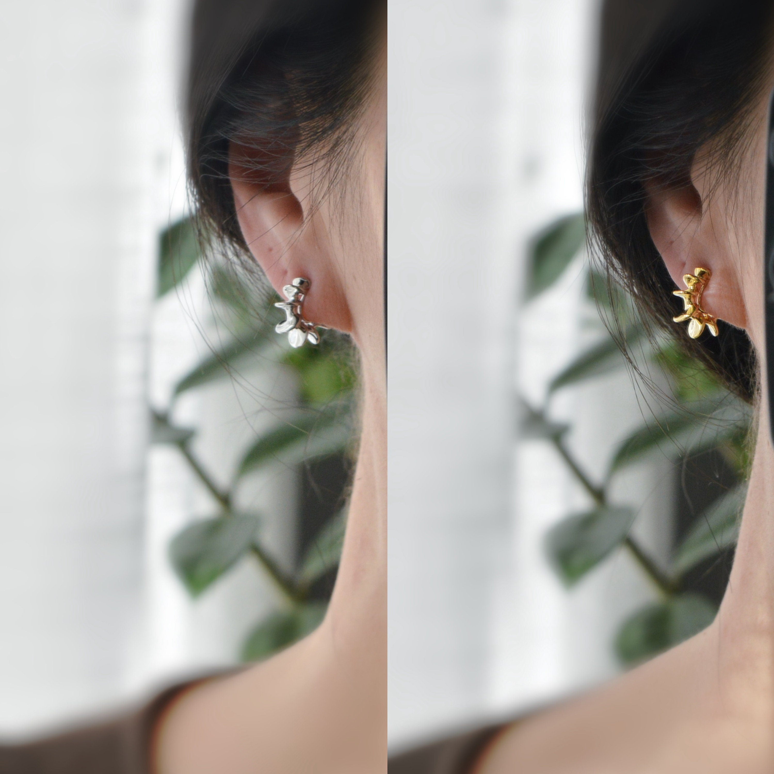 SANS DOULEUR ! Boucles d'oreilles CLIPS U spirale Petit cercle torsadé couleur Or / Argent. Clips d'oreilles confortable Boucles Délicates