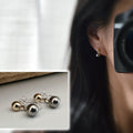 Boucles d'oreilles Clips INVISIBLES Double perle Argent et Or, Clips d'oreilles confortable bijoux minimaliste quotidien.