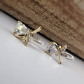Clips d'oreilles invisibles Noeud de papillon mini pierre zircon goutte d'eau transparent. CLIPS confortable prêt à offrir