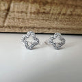 CLIPS d'oreilles invisibles Trèfle à 4 feuilles porte bonheur Noir/ Mini zircon Argent/ Argent creux Boucles d'oreilles confortable délicat