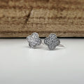 CLIPS d'oreilles invisibles Trèfle à 4 feuilles porte bonheur Noir/ Mini zircon Argent/ Argent creux Boucles d'oreilles confortable délicat