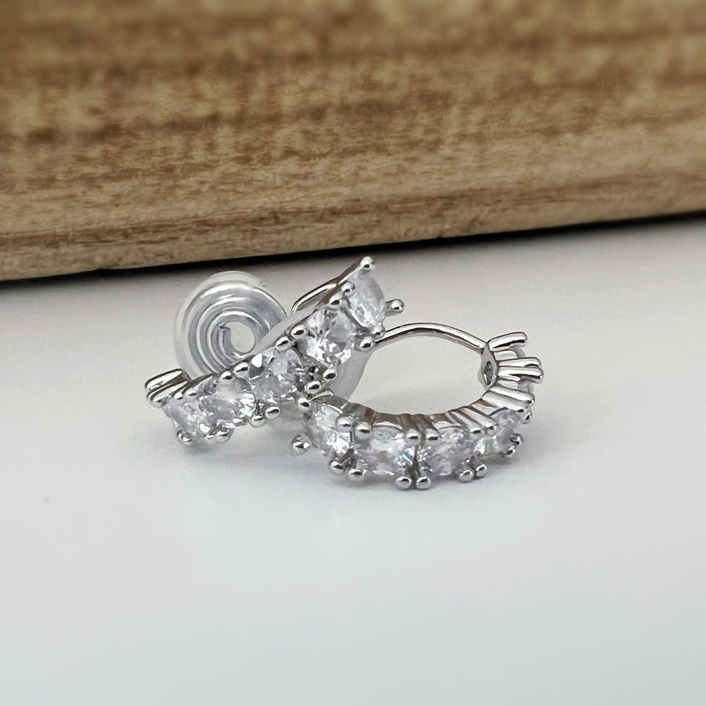 SANS DOULEUR ! Boucles d'oreilles CLIPS U spirale Cercle Petit Pierres Zircon Rond couleur Or / Argent. Clips d'oreilles confortable.