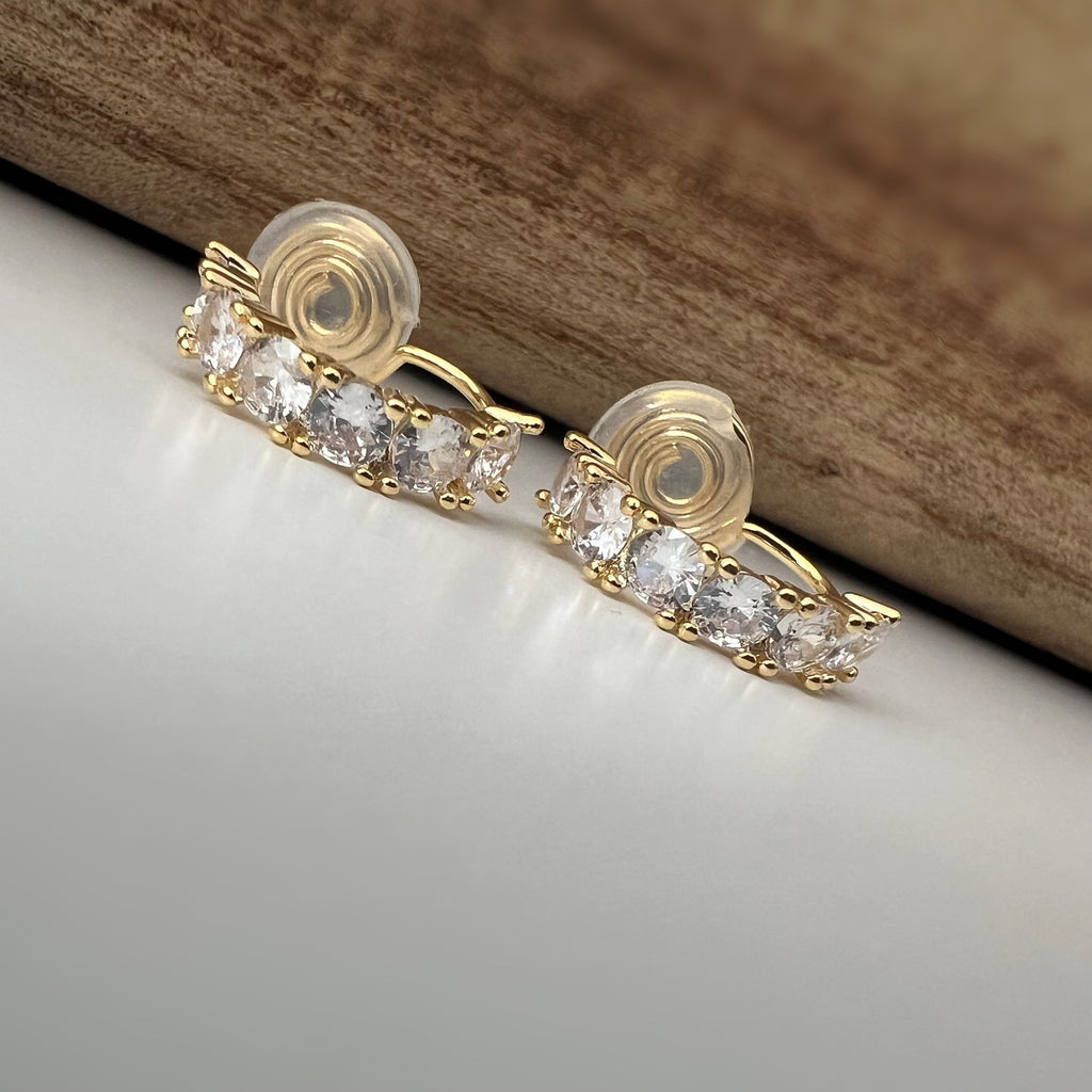 SANS DOULEUR ! Boucles d'oreilles CLIPS U spirale Cercle Petit Pierres Zircon Rond couleur Or / Argent. Clips d'oreilles confortable.