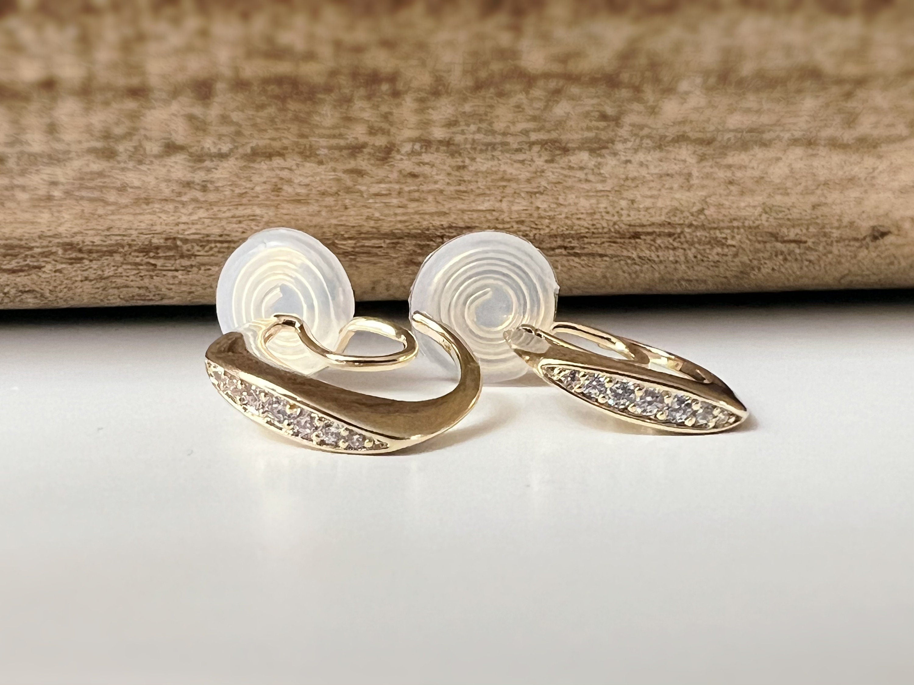 SANS DOULEUR ! Boucles d'oreilles CLIPS U spirale Demi-cercle Mini Pierres Zircon Rond plaqué d'Or. Clips d'oreilles confortable.
