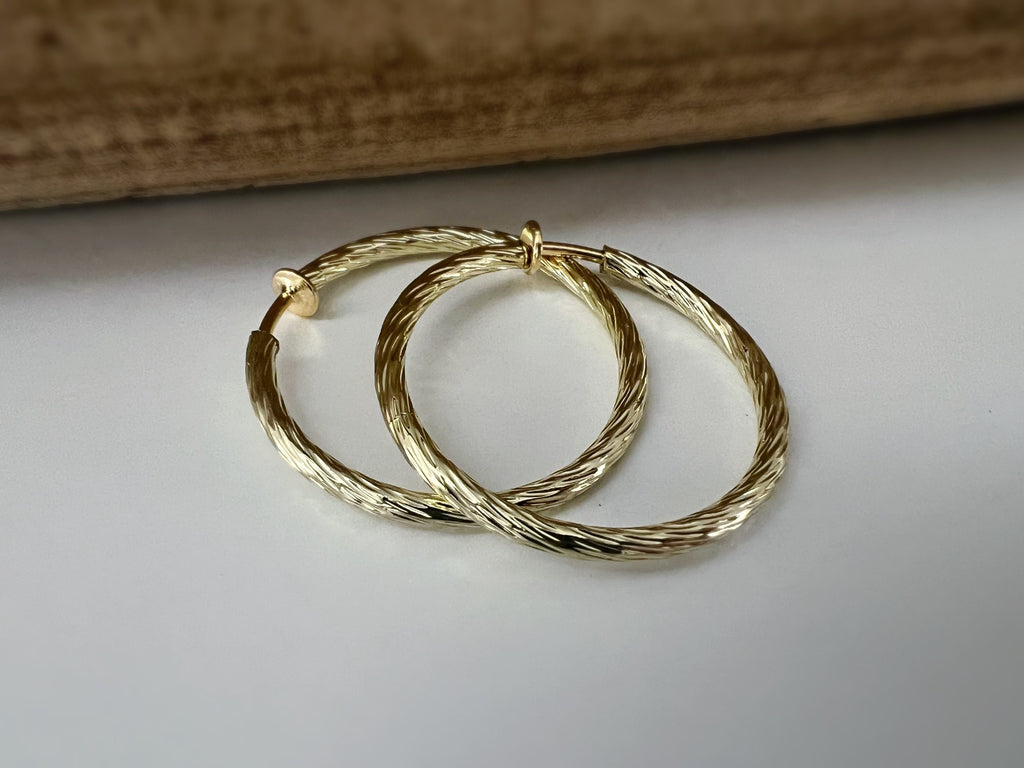 40mm Créoles Anneaux, Boucles d'oreille CLIPS Anneaux Créoles couleur Or/ Argent/ Acier, Clips d'oreilles, Diamètre du fil 3mm, Créoles 4cm