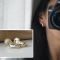 SANS DOULEUR ! Boucles d'oreilles CLIPS U spirale Or Petit carré en nacre blanc petit Coeur creux. Clips d'oreilles confortable Délicates