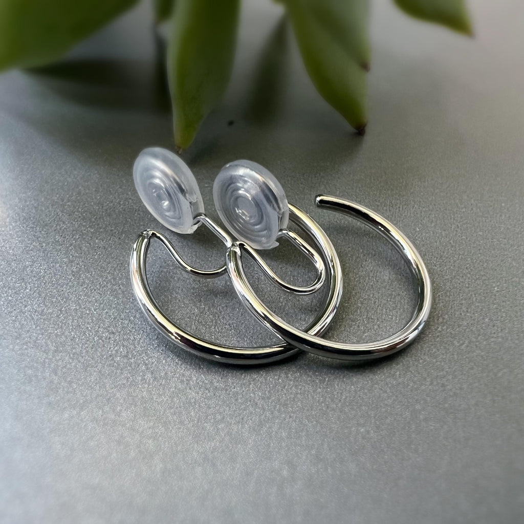 SANS DOULEUR ! Boucles d'oreilles CLIPS U spirale Cercle couleur Or /Argent. Clips d'oreilles confortable Boucles Délicates