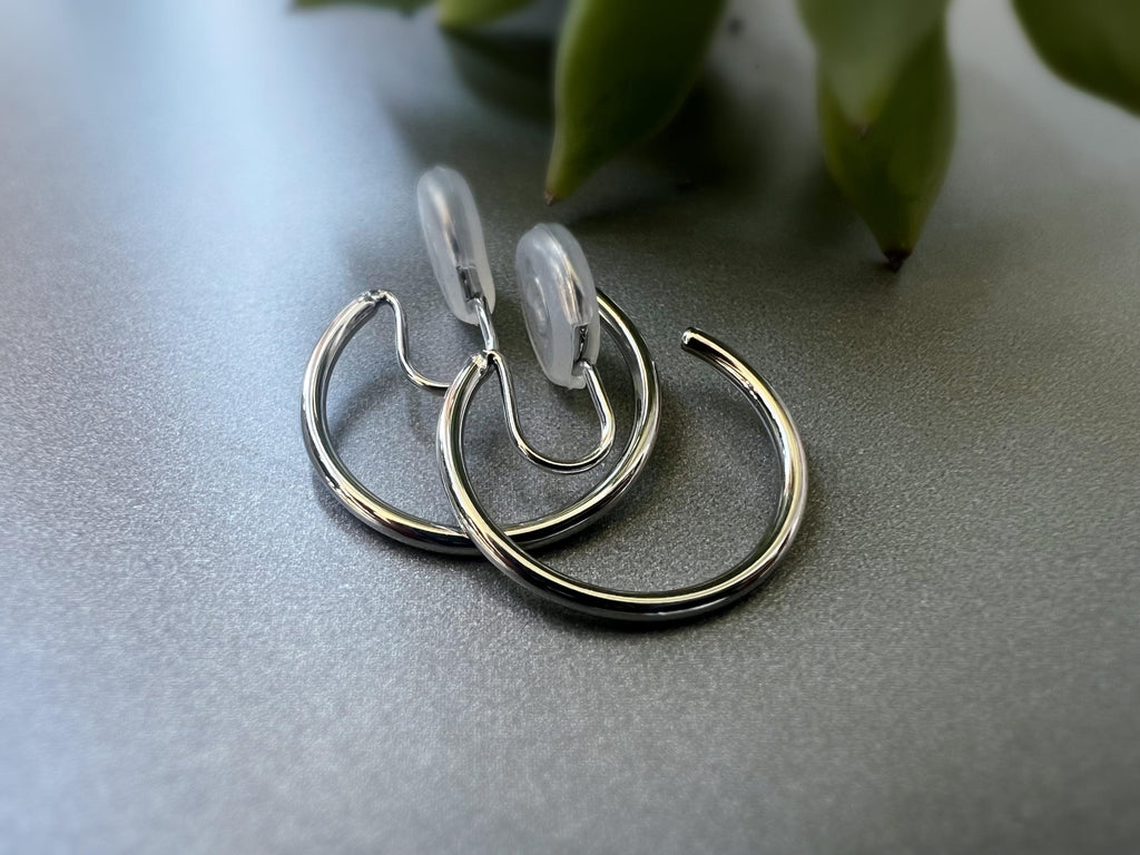 SANS DOULEUR ! Boucles d'oreilles CLIPS U spirale Cercle couleur Or /Argent. Clips d'oreilles confortable Boucles Délicates