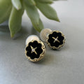 SANS DOULEUR ! Boucles d'oreilles CLIPS U spirale ronds rétro noirs Croix étoile mini zircon. Clips d'oreilles confortable Boucles Délicates