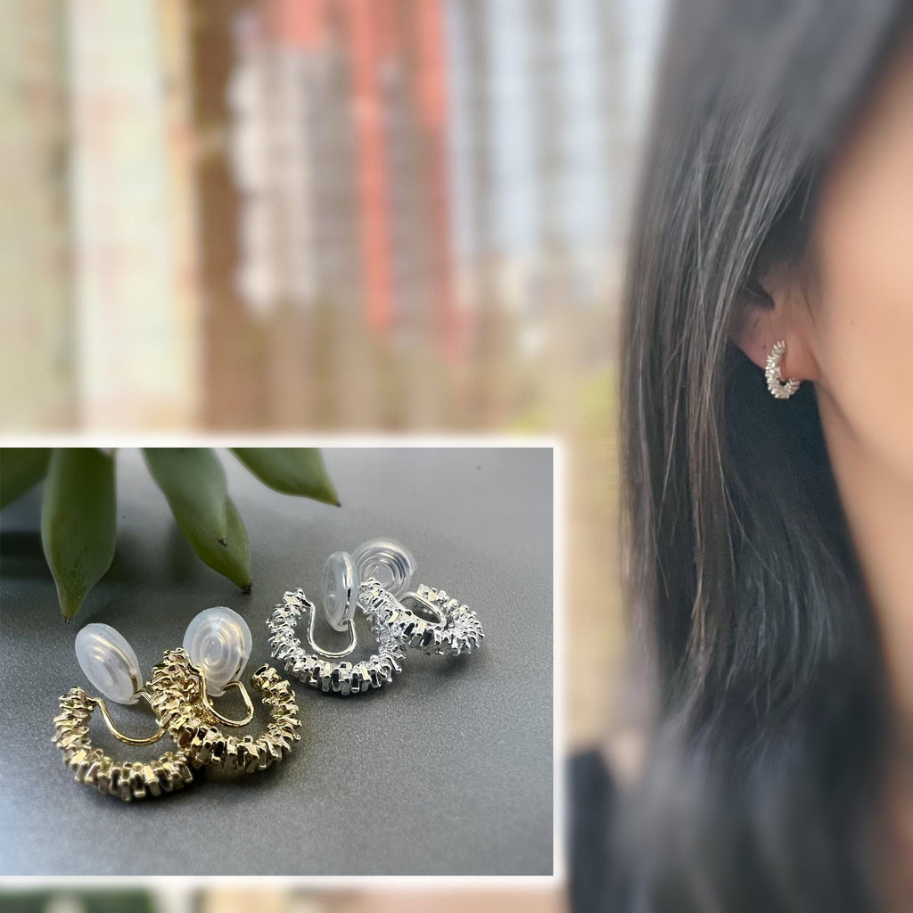 SANS DOULEUR ! Boucles d'oreilles CLIPS U spirale Cercle couleur Or / Argent. Clips d'oreilles confortable Boucles Délicates