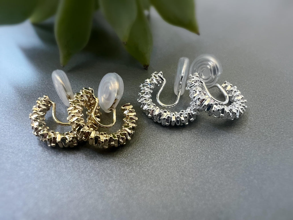 SANS DOULEUR ! Boucles d'oreilles CLIPS U spirale Cercle couleur Or / Argent. Clips d'oreilles confortable Boucles Délicates