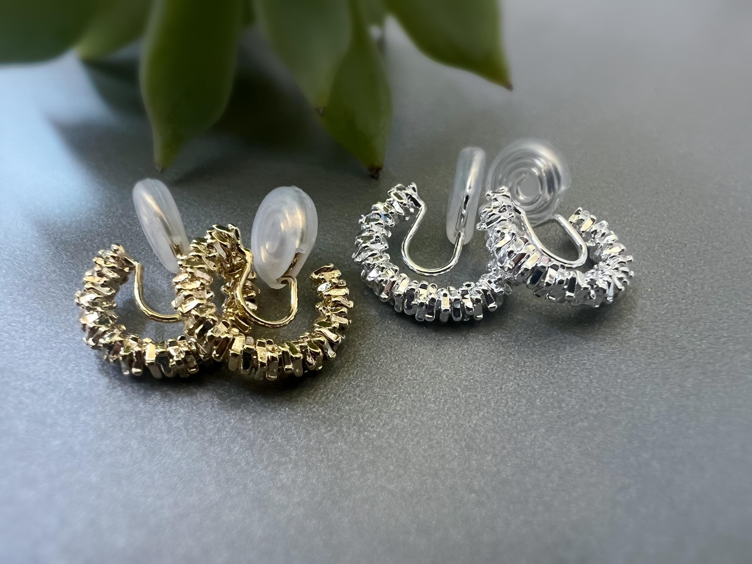 SANS DOULEUR ! Boucles d'oreilles CLIPS U spirale Cercle couleur Or / Argent. Clips d'oreilles confortable Boucles Délicates