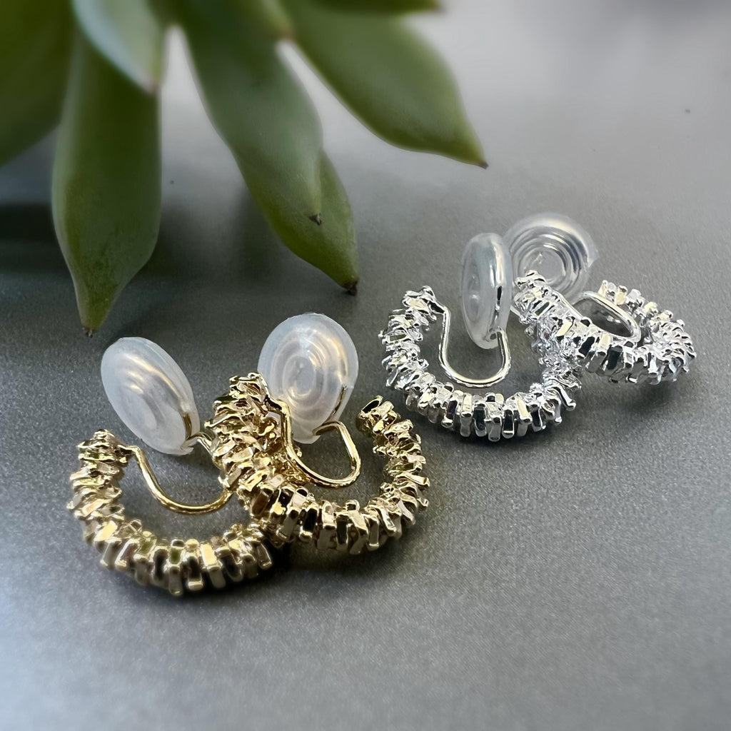 SANS DOULEUR ! Boucles d'oreilles CLIPS U spirale Cercle couleur Or / Argent. Clips d'oreilles confortable Boucles Délicates