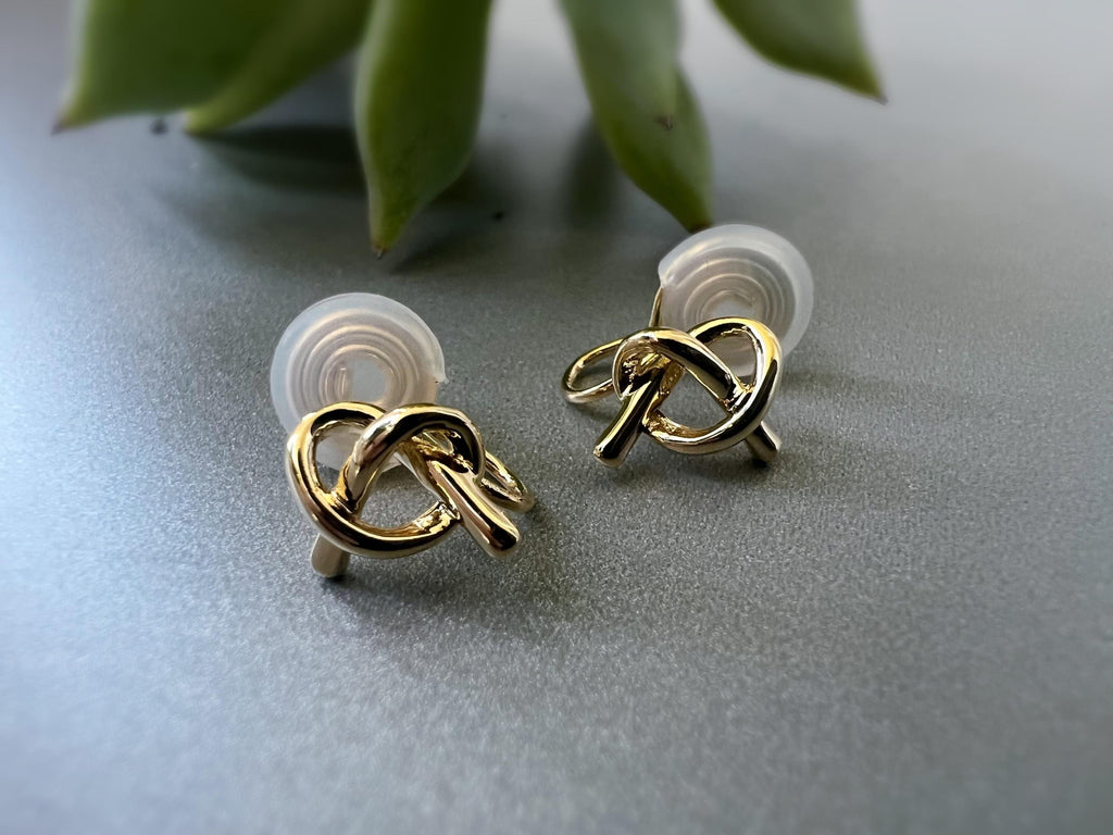SANS DOULEUR ! Boucles d'oreilles CLIPS U spirale nœud couleur Or / Argent. Clips d'oreilles confortable Boucles Délicates