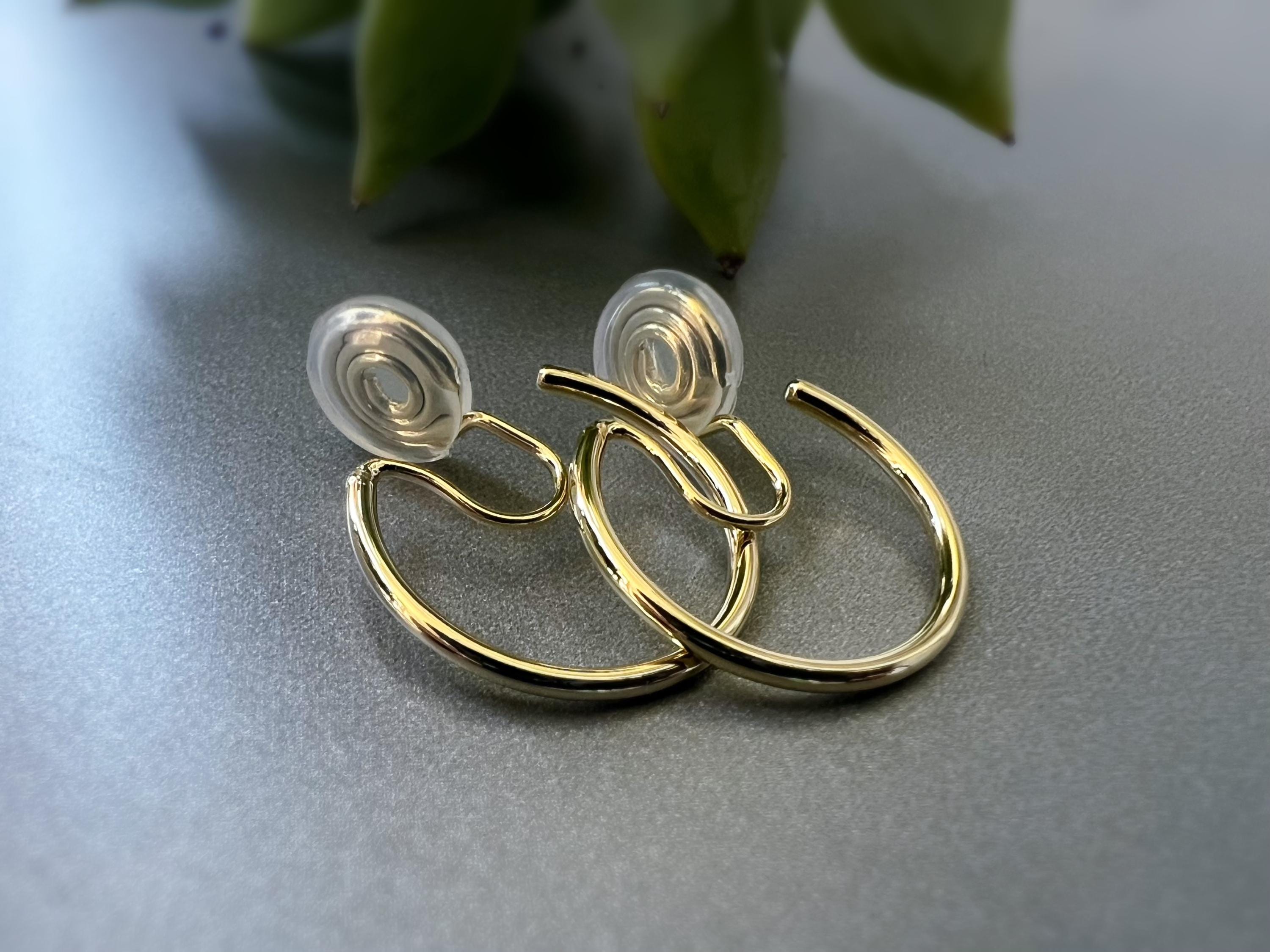 SANS DOULEUR ! Boucles d'oreilles CLIPS U spirale Cercle couleur Or /Argent. Clips d'oreilles confortable Boucles Délicates