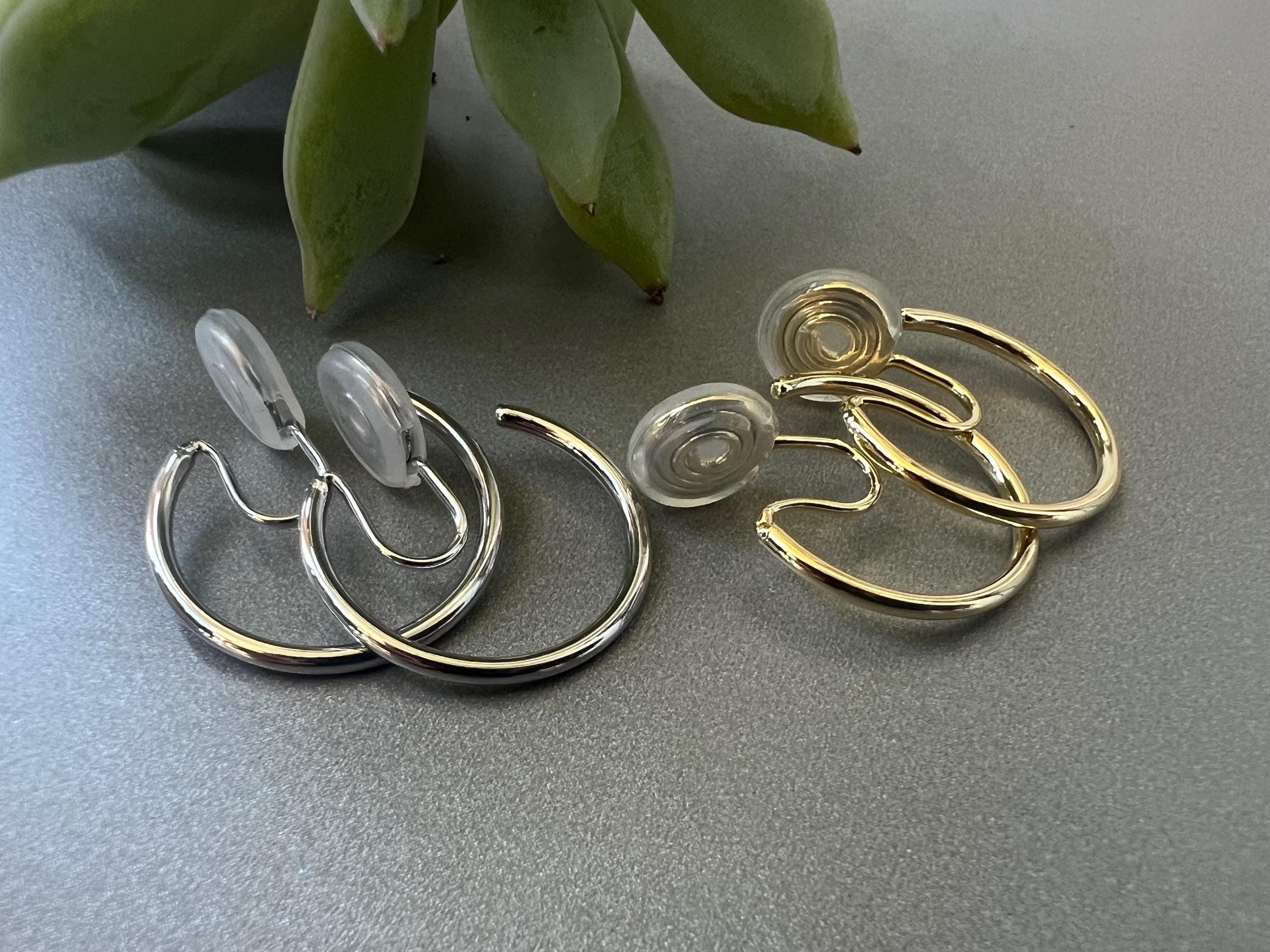 SANS DOULEUR ! Boucles d'oreilles CLIPS U spirale Cercle couleur Or /Argent. Clips d'oreilles confortable Boucles Délicates