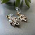 Clips d'oreilles petite feuille couleur Argent/ Or avec zircon transparent. CLIPS Invisible délicat quotidien confortable