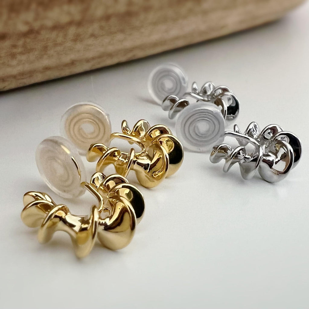 SANS DOULEUR ! Boucles d'oreilles CLIPS U spirale Petit cercle torsadé couleur Or / Argent. Clips d'oreilles confortable Boucles Délicates