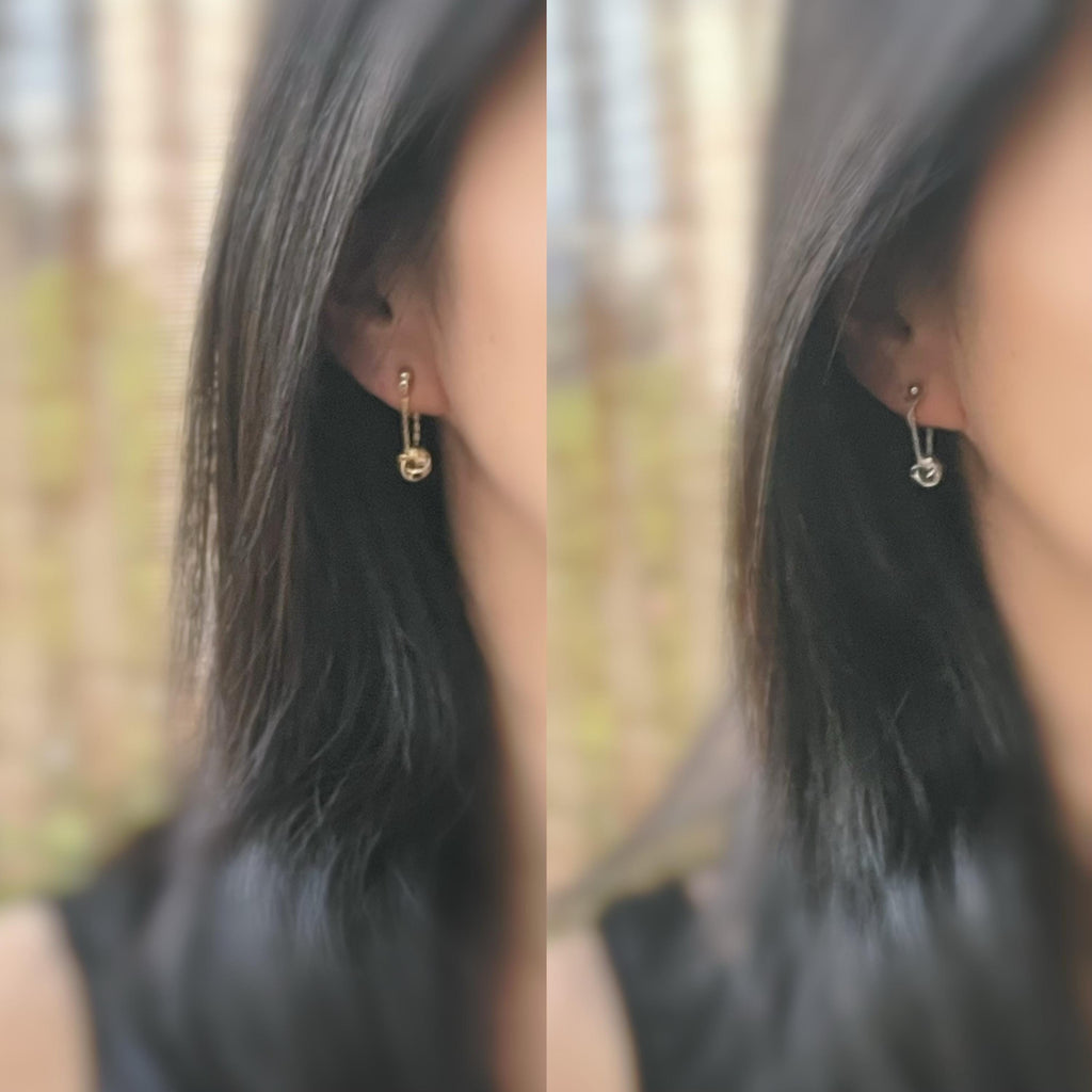 SANS DOULEUR ! Boucles d'oreilles CLIPS U spirale Chaîne Fleur quatre pétales Or /Argent. Clips d'oreilles confortable Boucles Délicates