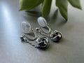 SANS DOULEUR ! Boucles d'oreilles CLIPS U spirale Chaîne Fleur quatre pétales Or /Argent. Clips d'oreilles confortable Boucles Délicates