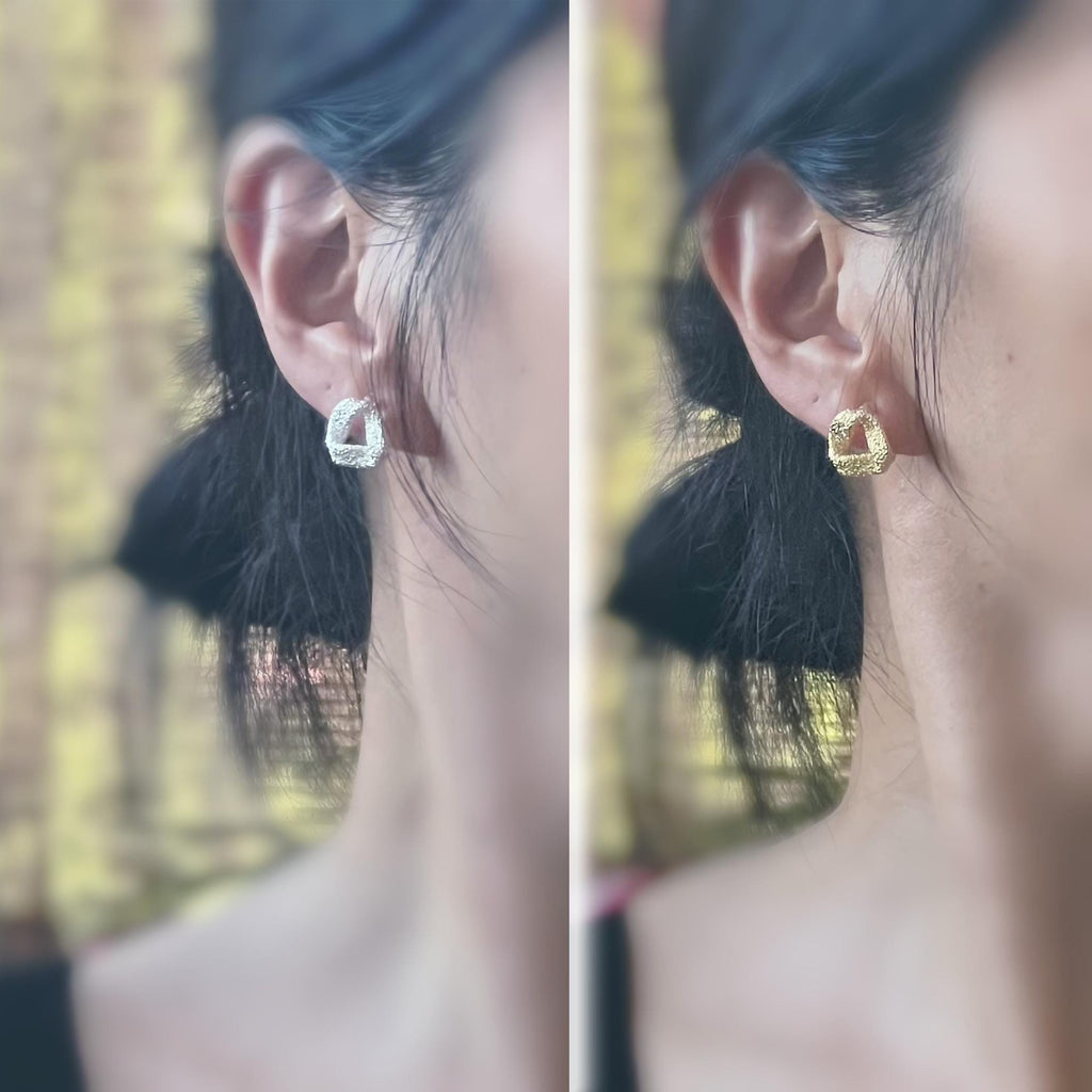 Boucles d'oreilles Clips INVISIBLES Triangle torsadé couleur Or / Argent, Clips d'oreilles confortable bijoux minimaliste quotidien.