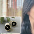 SANS DOULEUR ! Boucles d'oreilles CLIPS U spirale ronds rétro noirs Croix étoile mini zircon. Clips d'oreilles confortable Boucles Délicates
