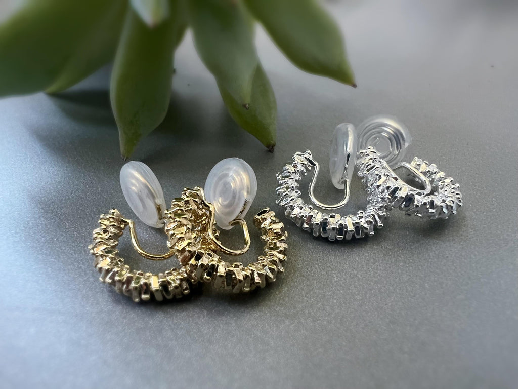 SANS DOULEUR ! Boucles d'oreilles CLIPS U spirale Cercle couleur Or / Argent. Clips d'oreilles confortable Boucles Délicates