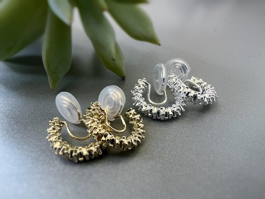SANS DOULEUR ! Boucles d'oreilles CLIPS U spirale Cercle couleur Or / Argent. Clips d'oreilles confortable Boucles Délicates